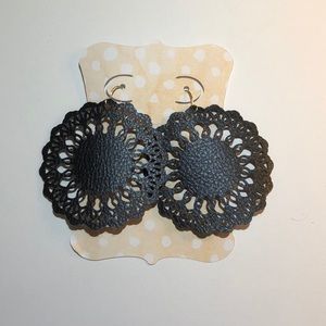 Mandala faux leather earrings